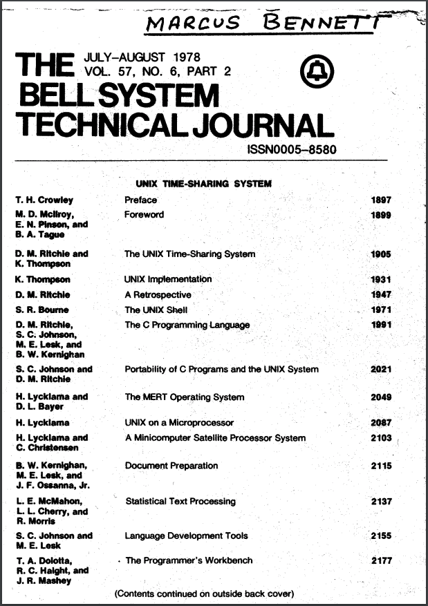 THE BELL SYSTEM TECHNICAL JOURNAL